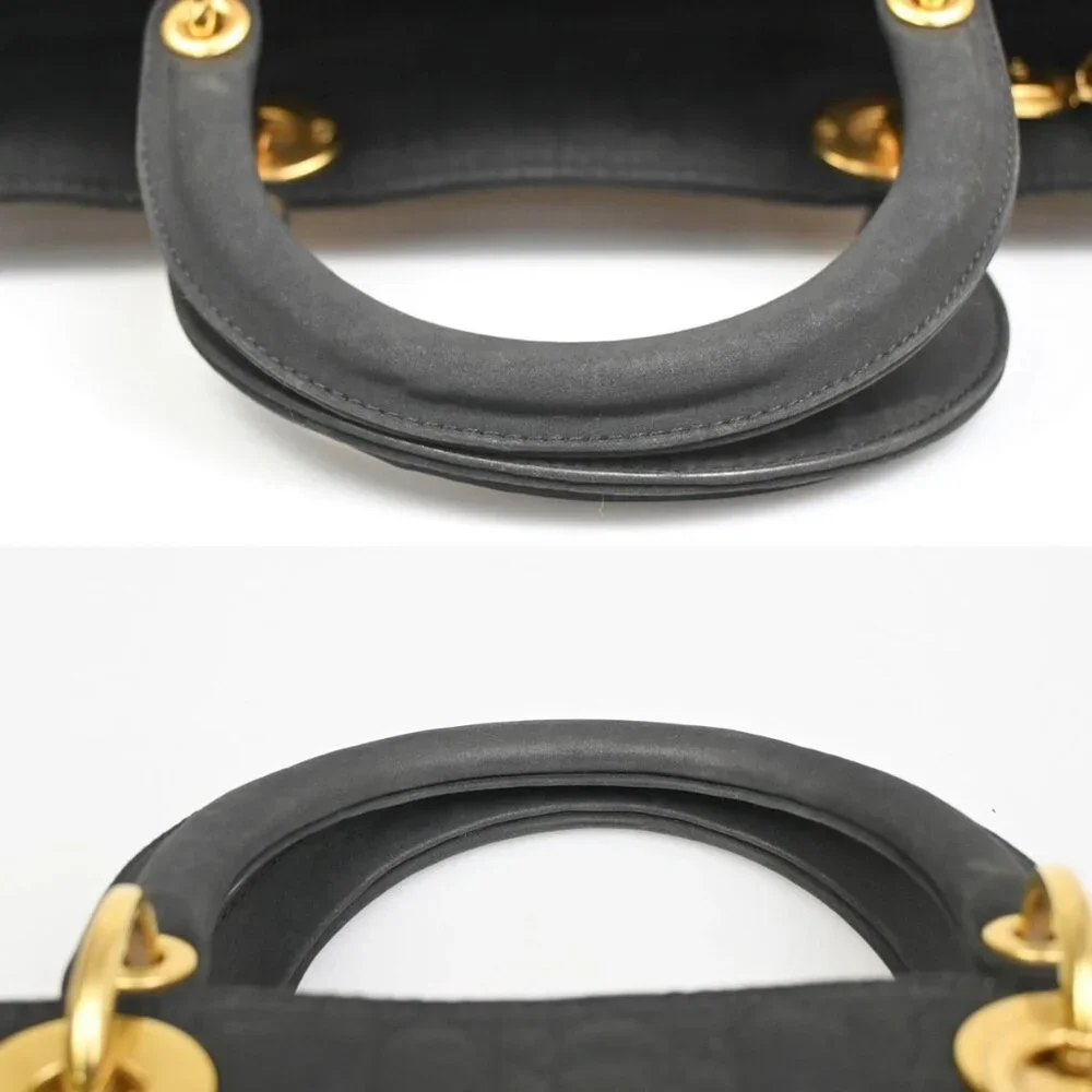 CHRISTIAN DIOR Logo Lady Cannage Hand Bag Nylon Leather Black GHW Italy 76ZA109 - Picture 16 of 16